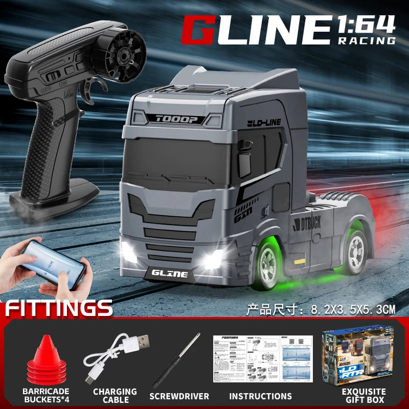Mini 1/64 RC Drift Truck 2.4G 4WD High-Speed 15KM/H Racing Car