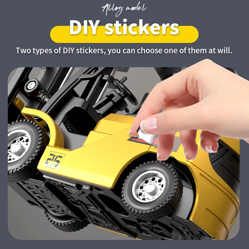 1/64 2.4G RC Mini Alloy Forklift With Trailer DIY Stickers