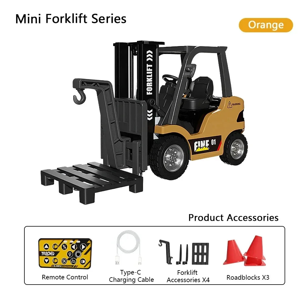 1/64 2.4G RC Trucks Mini Alloy Forklift Light