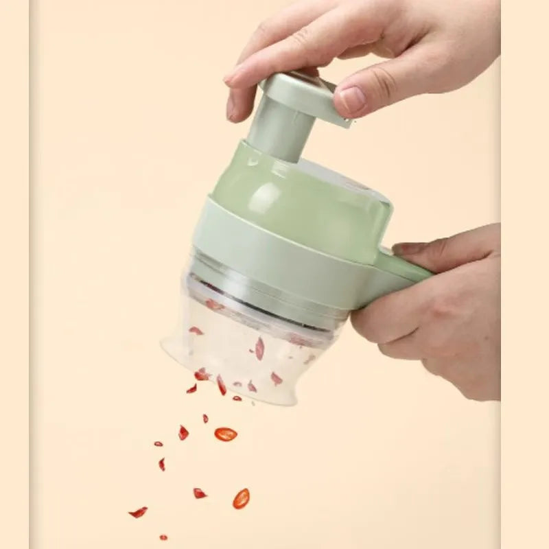 Electric Vegetable Cutter 4 IN 1 Food Peel Slicer Handheld Wireless Garlic
