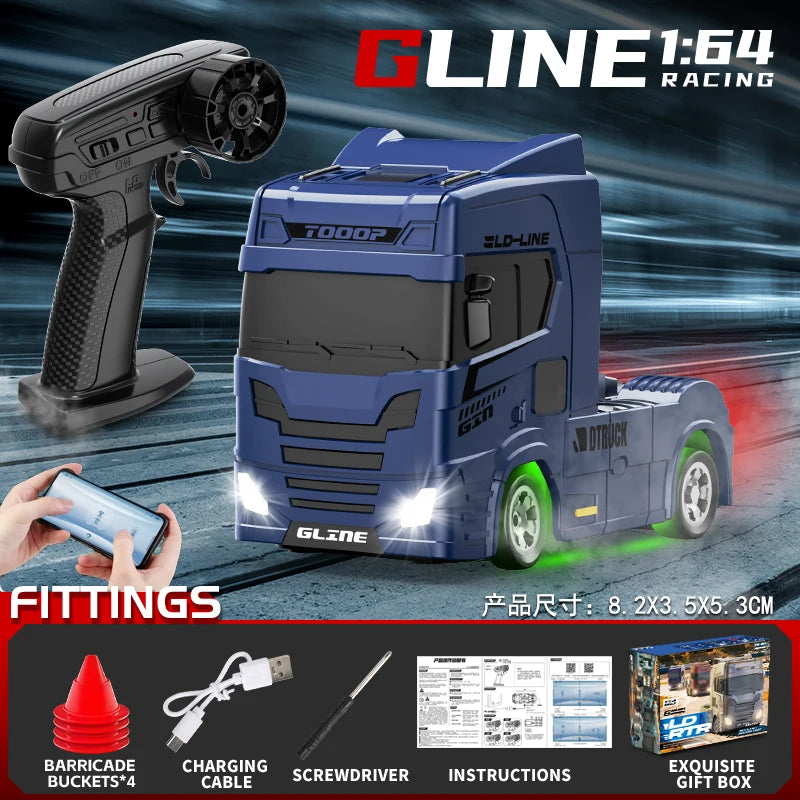 Mini 1/64 RC Drift Truck 2.4G 4WD High-Speed 15KM/H Racing Car