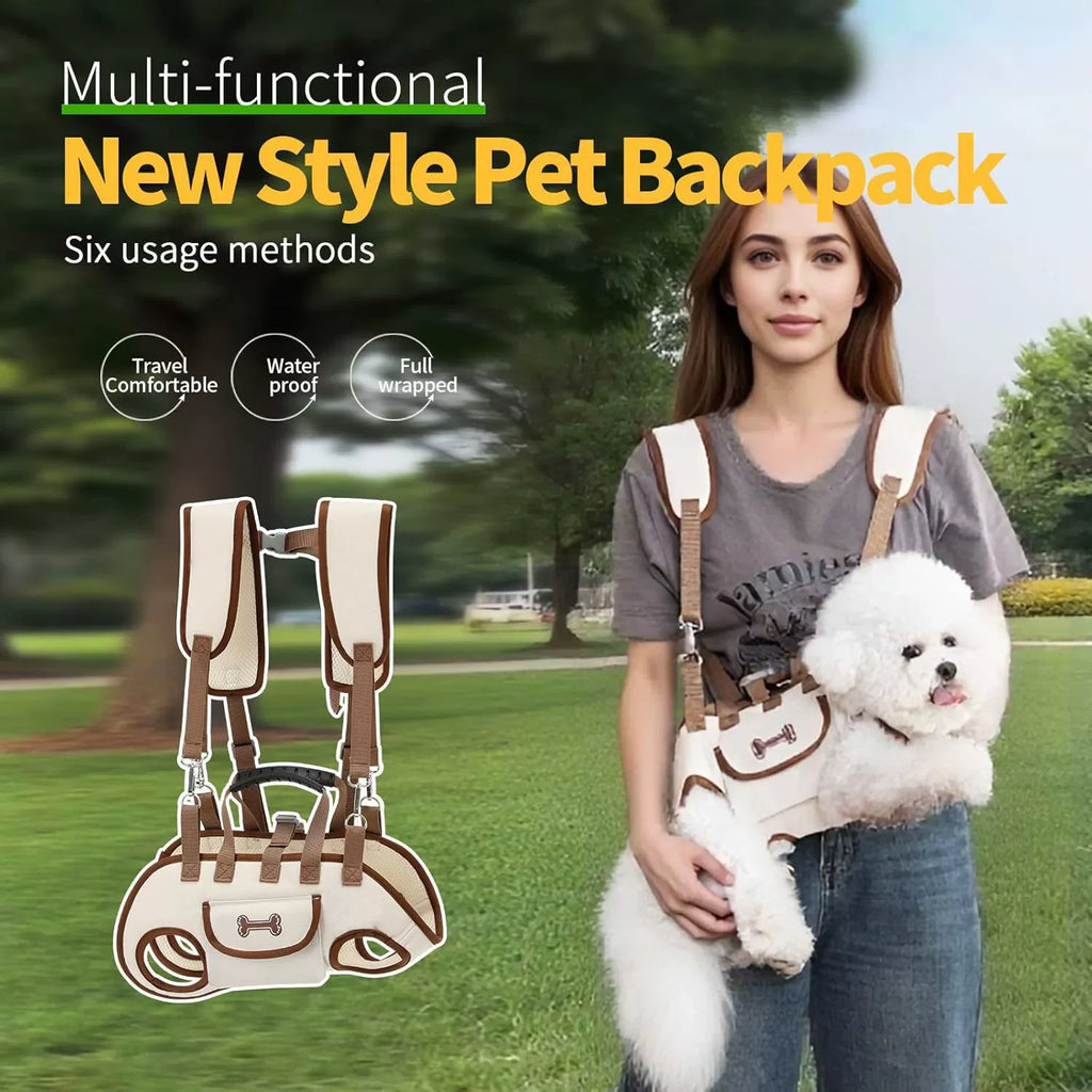 Dog backpack dual-shoulder handheld
