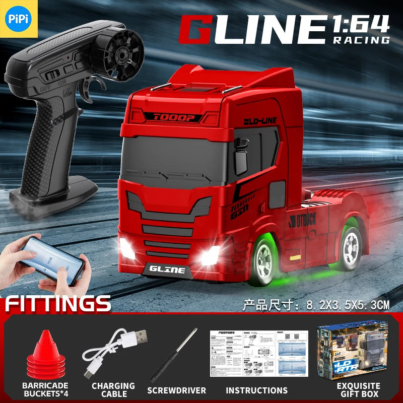 Mini 1/64 RC Drift Truck 2.4G 4WD High-Speed 15KM/H Racing Car