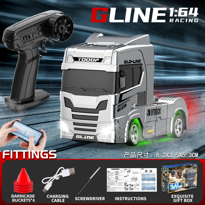 Mini 1/64 RC Drift Truck 2.4G 4WD High-Speed 15KM/H Racing Car