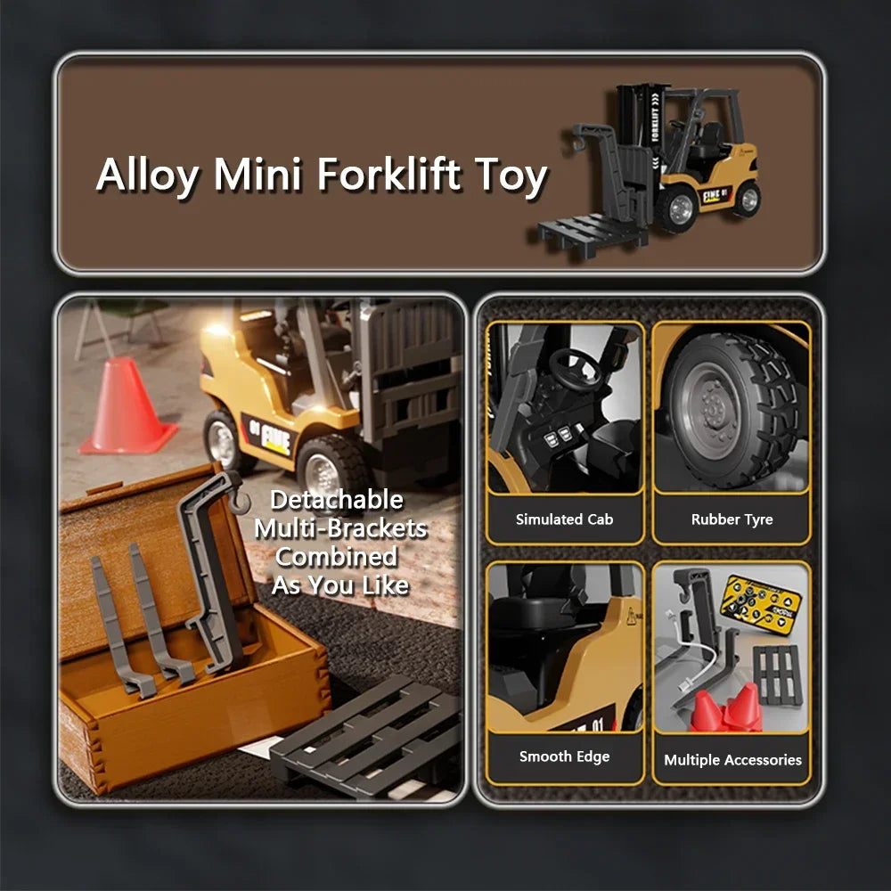 1/64 2.4G RC Trucks Mini Alloy Forklift Light