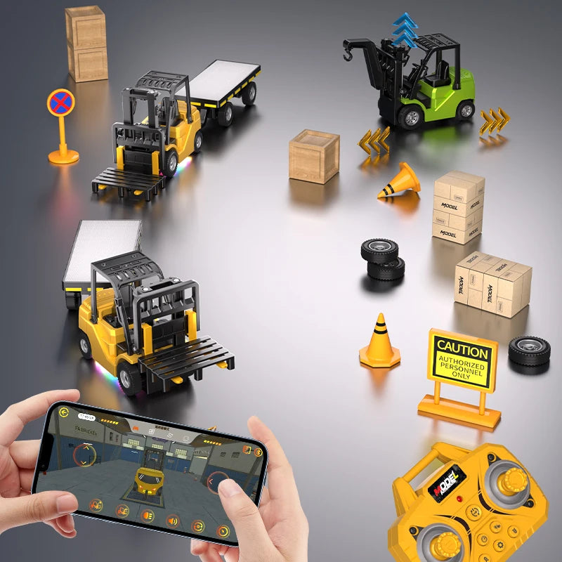1/64 2.4G RC Mini Alloy Forklift With Trailer DIY Stickers