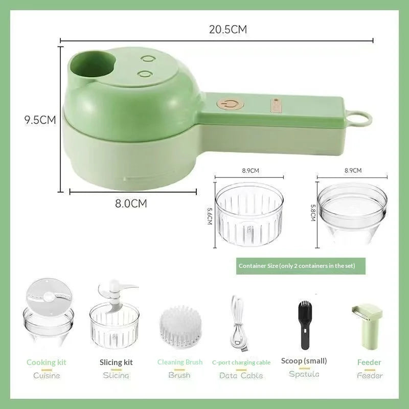 Electric Vegetable Cutter 4 IN 1 Food Peel Slicer Handheld Wireless Garlic