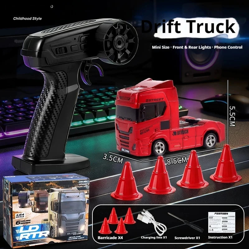 Mini 1/64 RC Drift Truck 2.4G 4WD High-Speed 15KM/H Racing Car