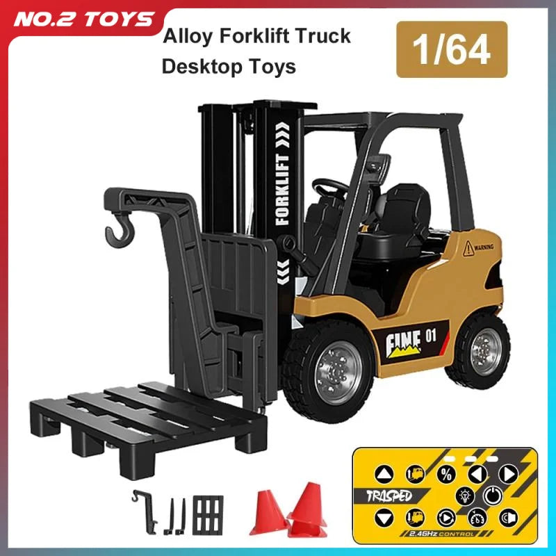 1/64 2.4G RC Trucks Mini Alloy Forklift Light