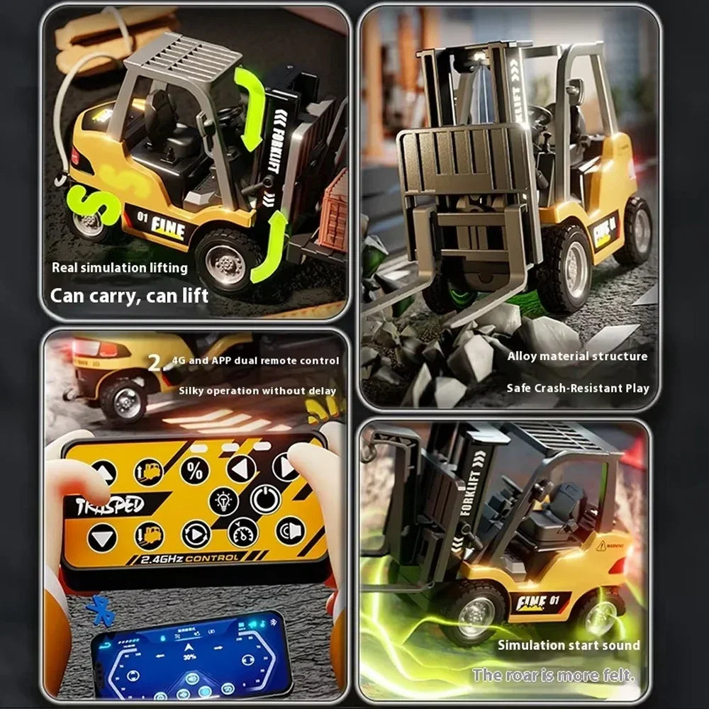 1/64 2.4G RC Trucks Mini Alloy Forklift Light