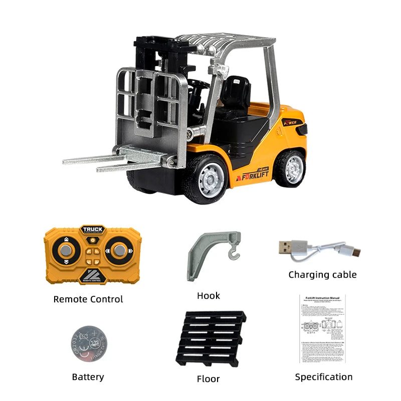 1/64 2.4G RC Trucks Mini Alloy Forklift Light