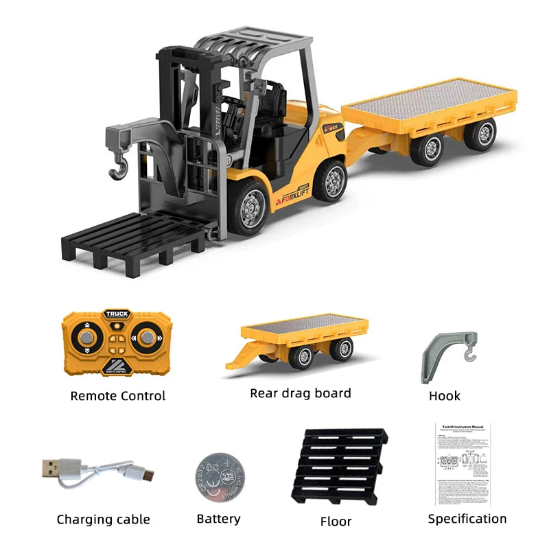 1/64 2.4G RC Trucks Mini Alloy Forklift Light